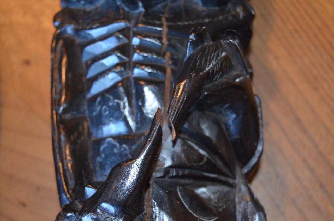 2 Hardhouten Chinese beelden Boogschutter en Wijze (?)