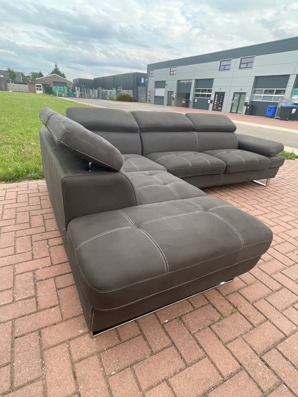 GRATIS LEVERING HEEL NL Grijs Stoffen Hoekbank met Storage Box