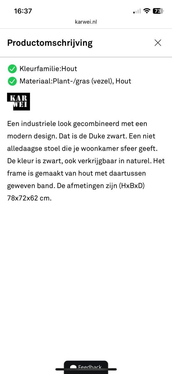 Fauteuil hout zwart Karwei in keurige staat