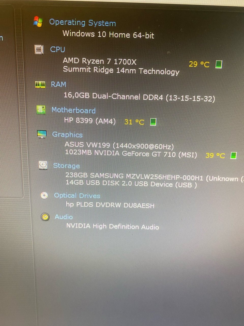 Amd Ryzen 7 1700x/16gb/256gb m2 ssd/wifi