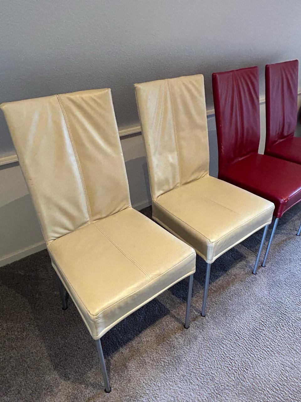 4 x leren eetkamerstoen