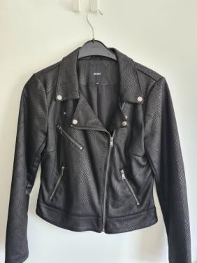 Object zwart imitatie leren bikerjasje Maat M