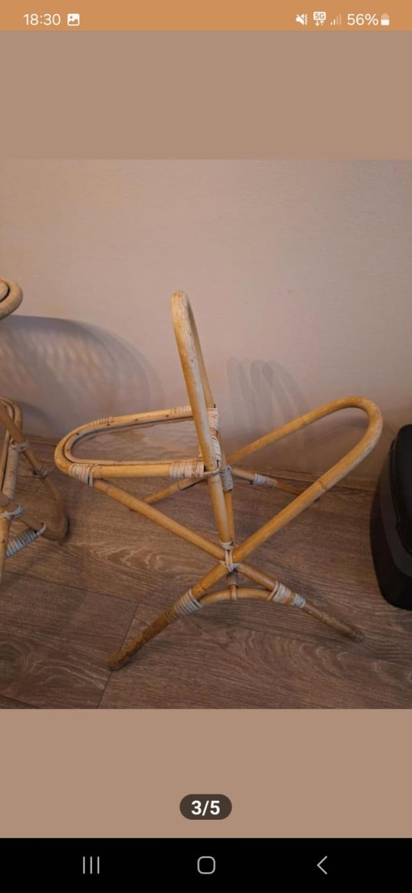 2x Vintage rattan/rotan bamboo bijzettafel