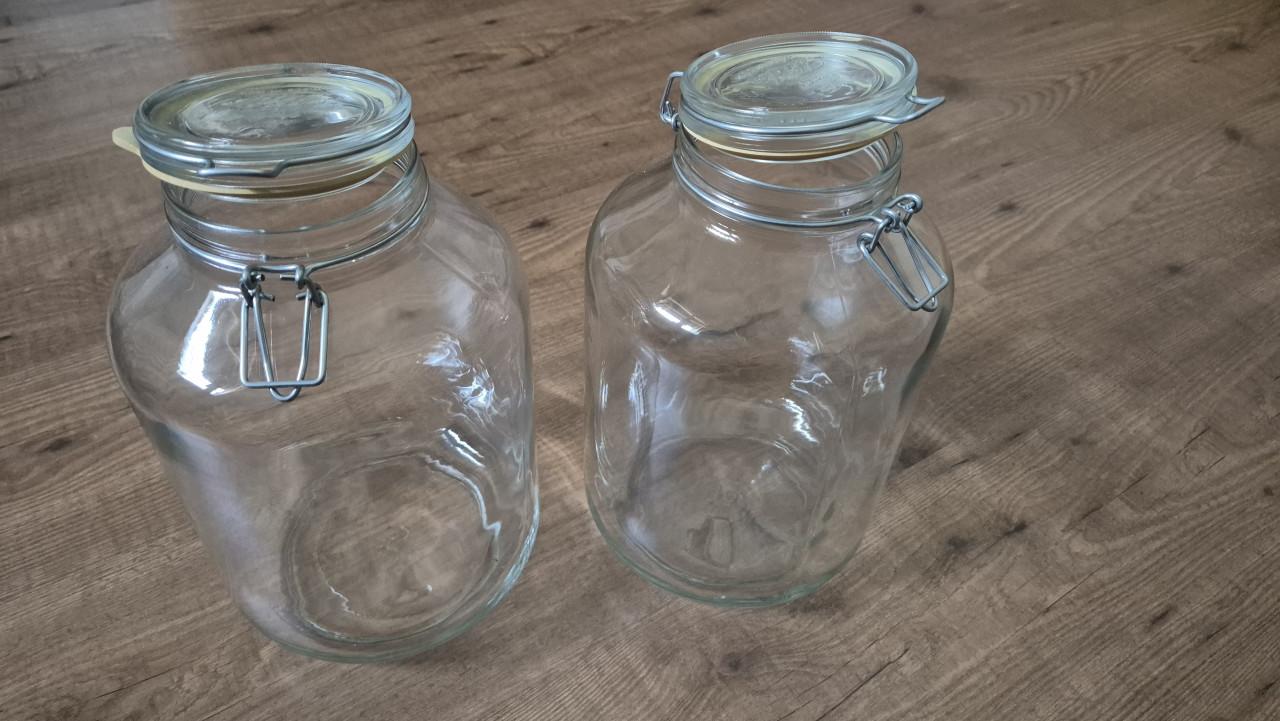 2 x Terrarium fles, gesloten weckpot, H 28 rond 18