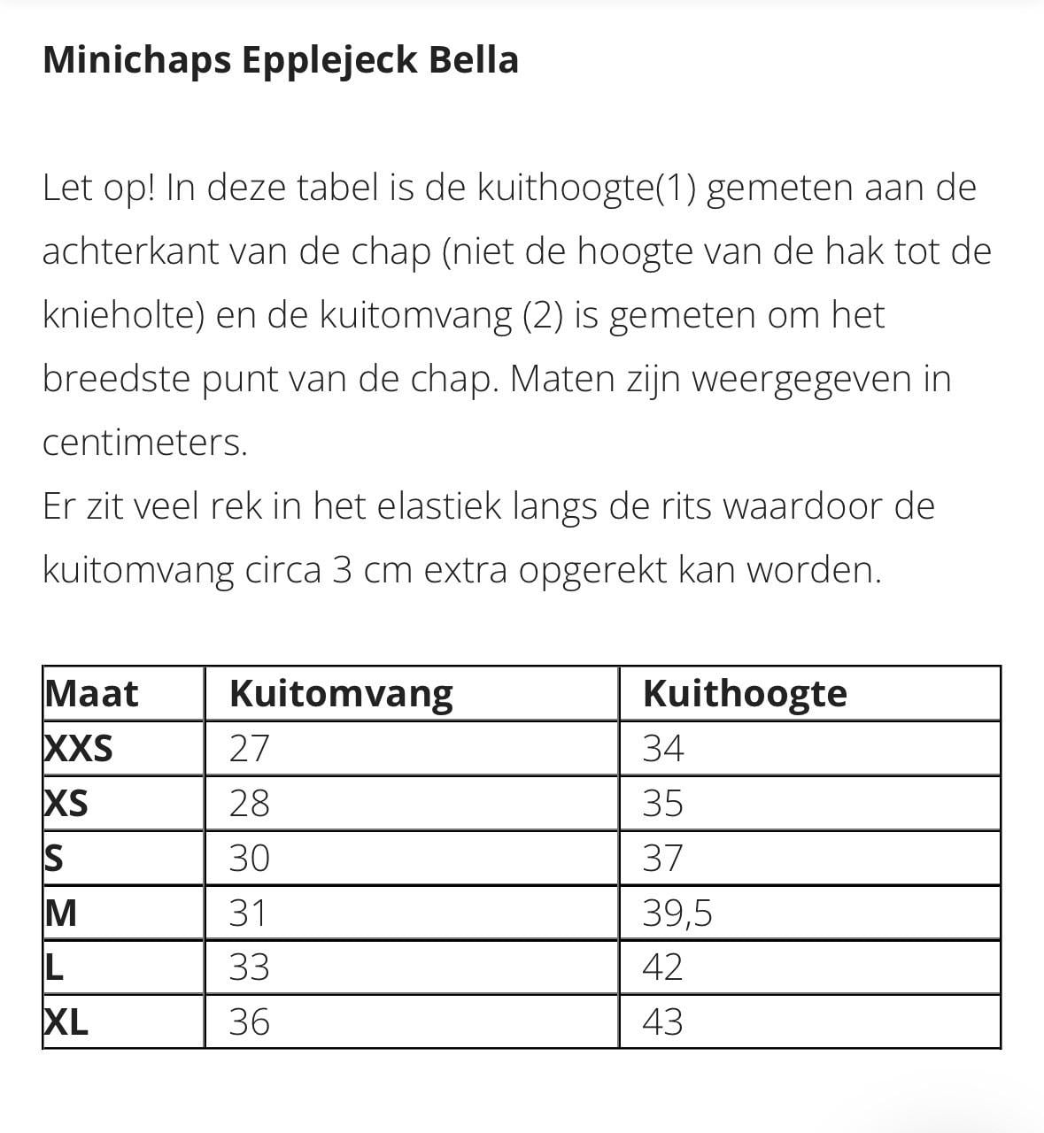 Minichaps Epplejeck - maat xxs
