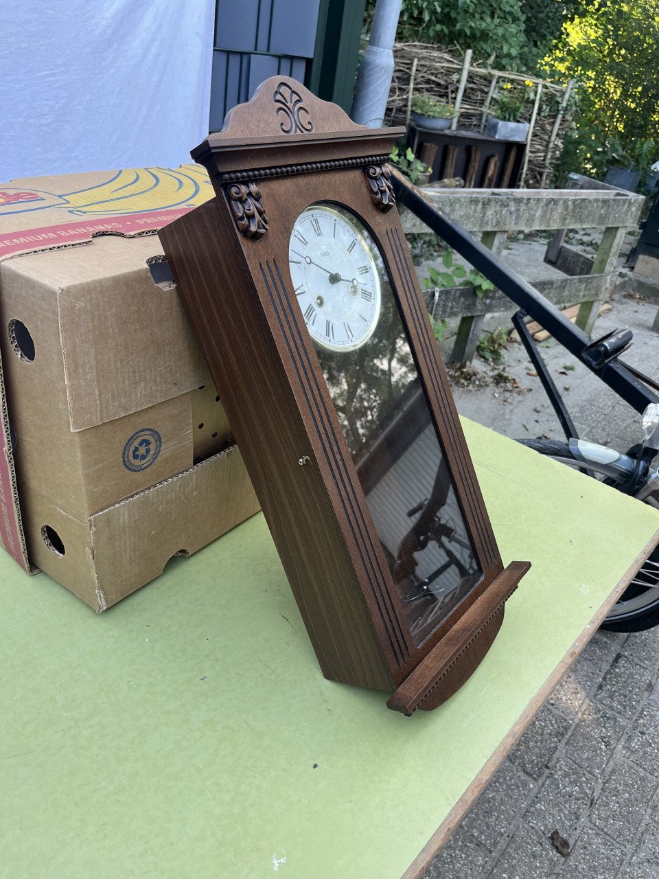 AMS houten regulateur wandklok