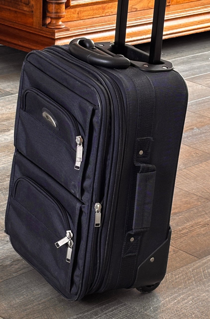 3x Trolly koffer met 2 vaste wielen, kleur blauw
