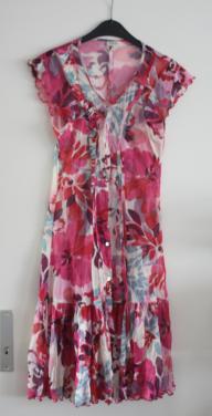 Jurk transparante stof roze wit  maat 2
