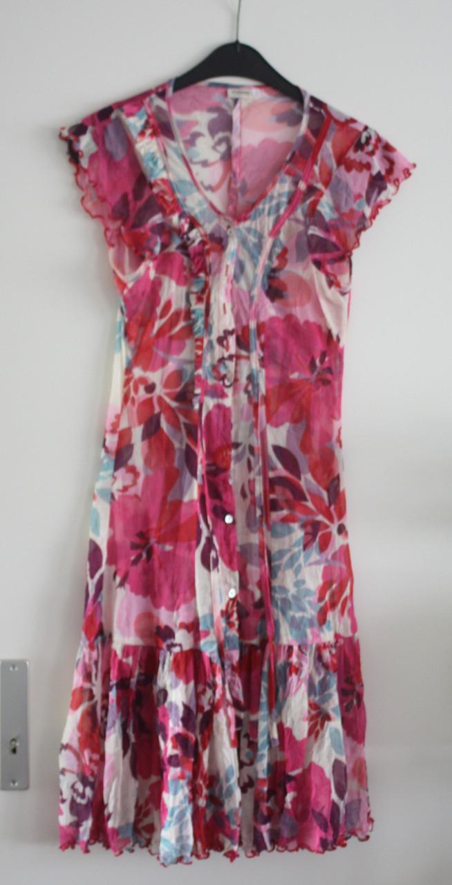 Jurk transparante stof roze wit  maat 2