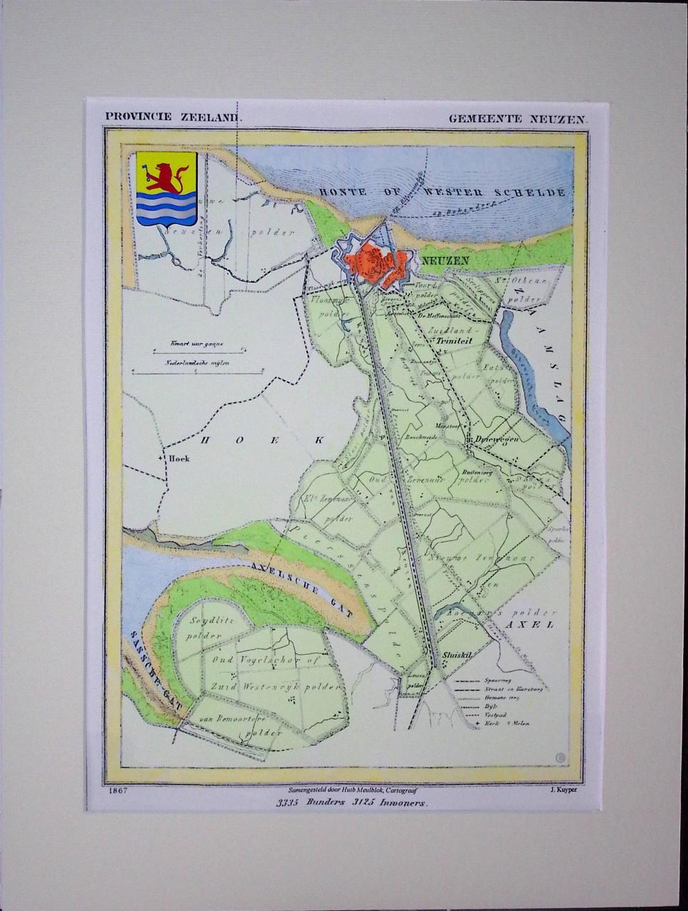Hist. kaarten van J. Kuyper nu in kleur van Zw. Vlaanderen
