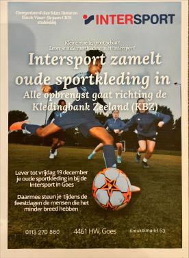 Sportkleding inzamelen voor het goede doel bij de Intersport in Goes