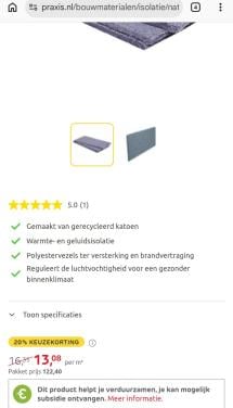 Nieuwe Métisse isolatieplaten katoen 45mm, 9,36 m²