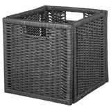 IKEA Kallax  kast met 10 grijze rotan inzetmanden