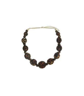 Halsketting met ronde kralen in panterprint