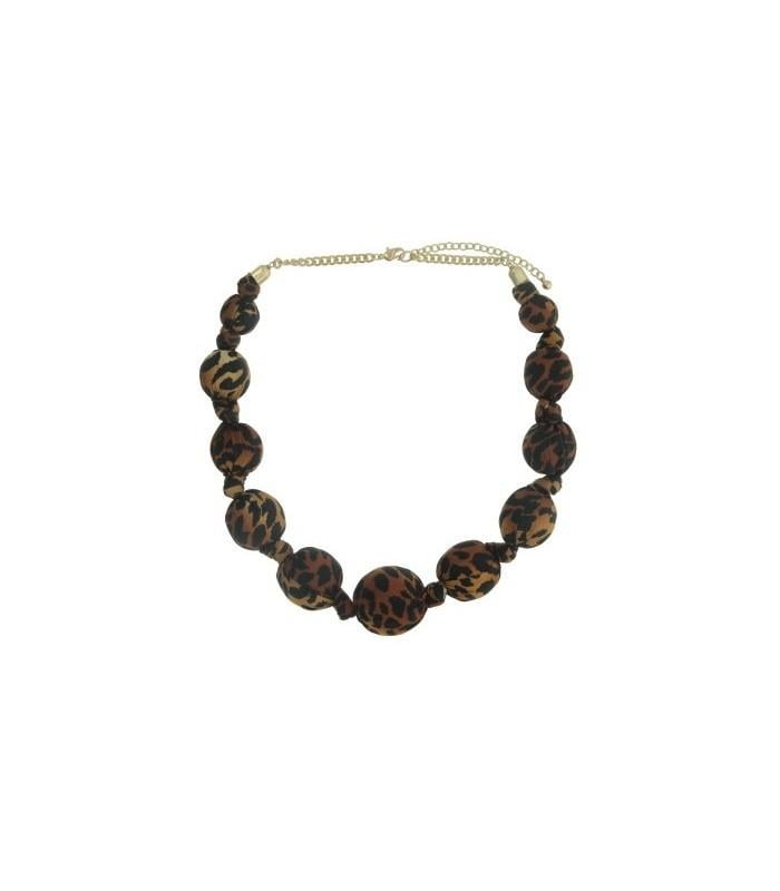 Halsketting met ronde kralen in panterprint