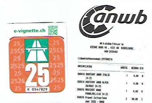 AUTOBAANVIGNET Zwitserland