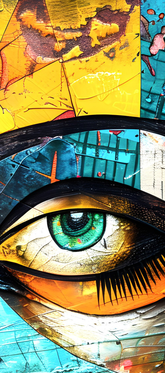 ” Visages Fragmentés “  opmerkelijk digitaal werk, giclee op doek