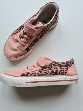 Roze / zalm roze tijgerprint klittenband sneakers Maat 31