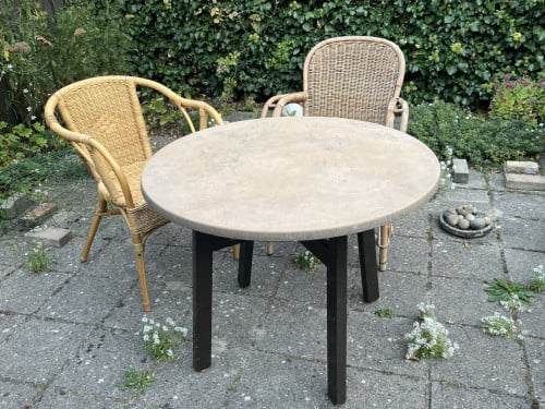 Tuintafel, rond, demonteerbaar, kunststof blad
