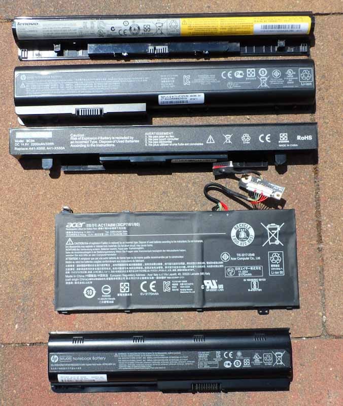 In 1 koopje € 4,- Baterijen Laptop diverse soorten