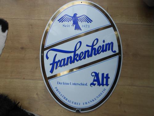 Emaille reclamebord plaat schild Frankenheim alt bier