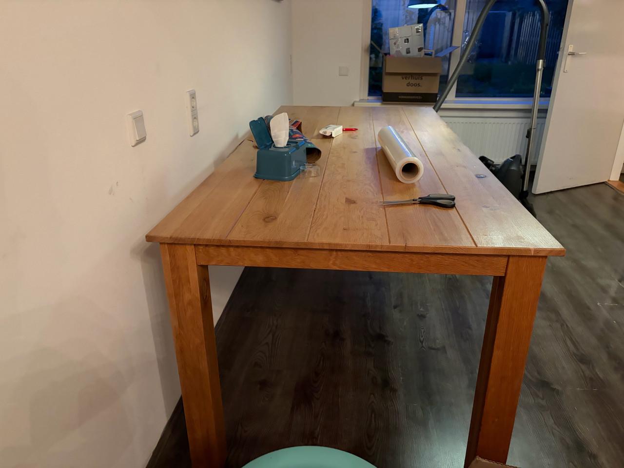Houten eetkamertafel 90x200 - blank gebeitst