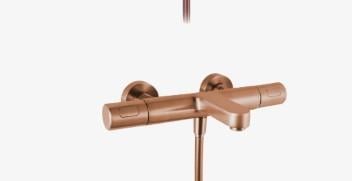 Nieuwe bronzen douche/badkraan – opbouw badkraan geborsteld brons