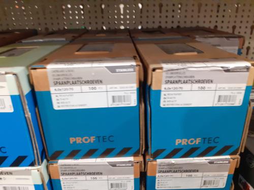 Proftec spaanplaatschroeven rvs en gegal 50 % korting