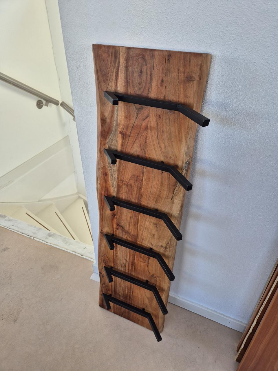 Kapstok Eddie 2x 6 haken - acacia hout - 100 cm