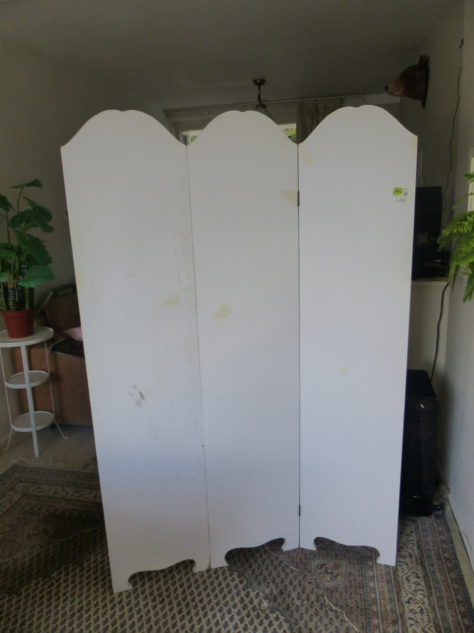 Kamesscherm brokant roomdivider bloemen geschilderd hout zwaar 40(3x)x180