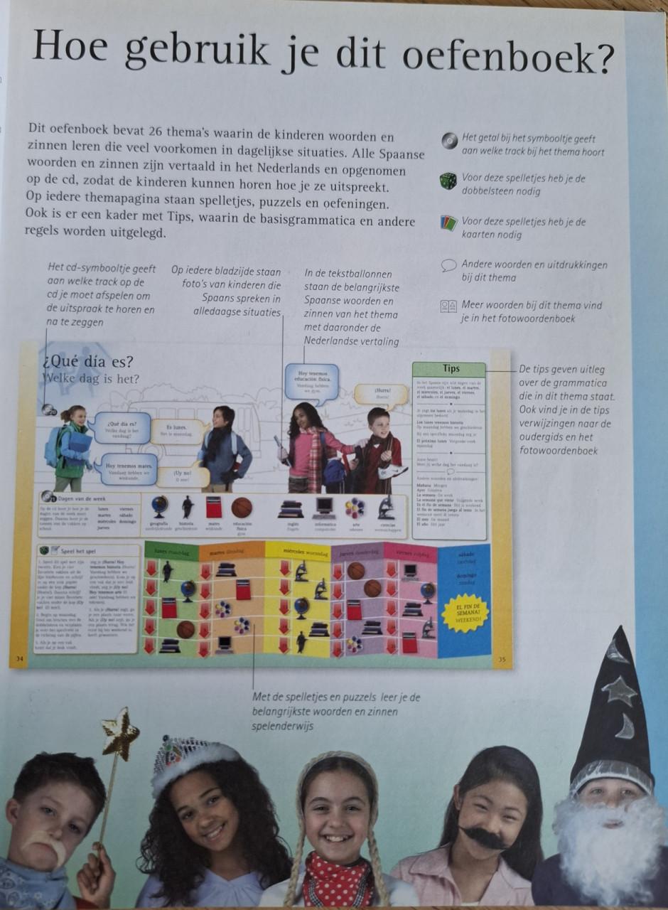 Spaanse les voor kinderen, beeldwoordenboeken, oefenboek, CD