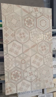 3035-52 Hexagon wandtegels 17,5x17,5 cm, ivoor decor mix, per m²