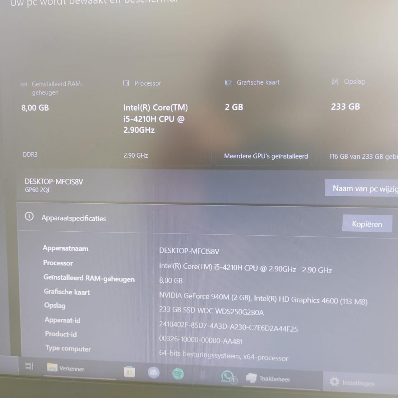 MSI Leopard 2QE game laptop i5 8GB RAM Geforce 940M 2Gb