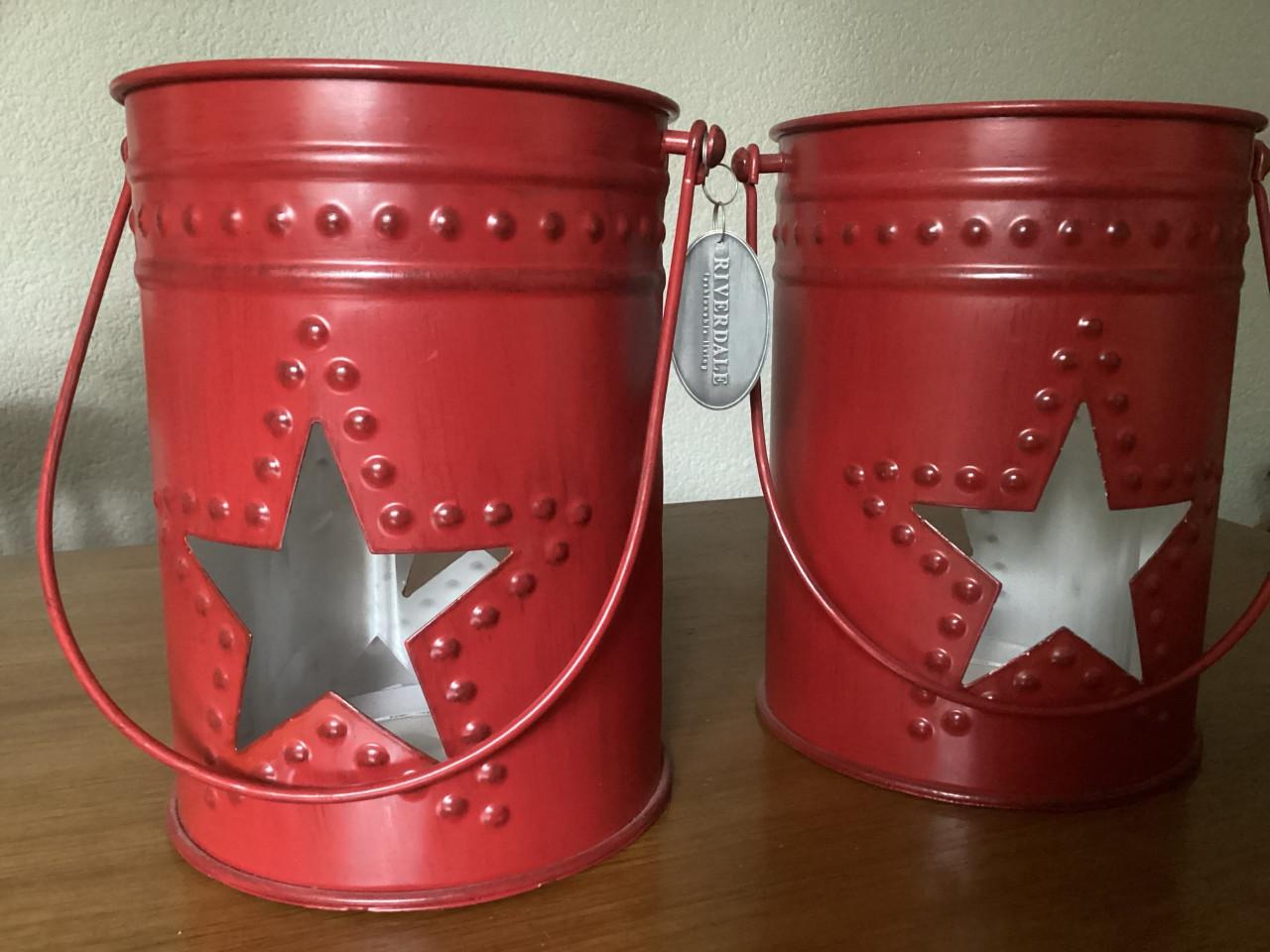 Windlichten Riverdale, rood metaal.