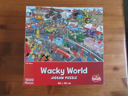 Leuke volledige Wacky World puzzel, car race, van 1000 stukjes