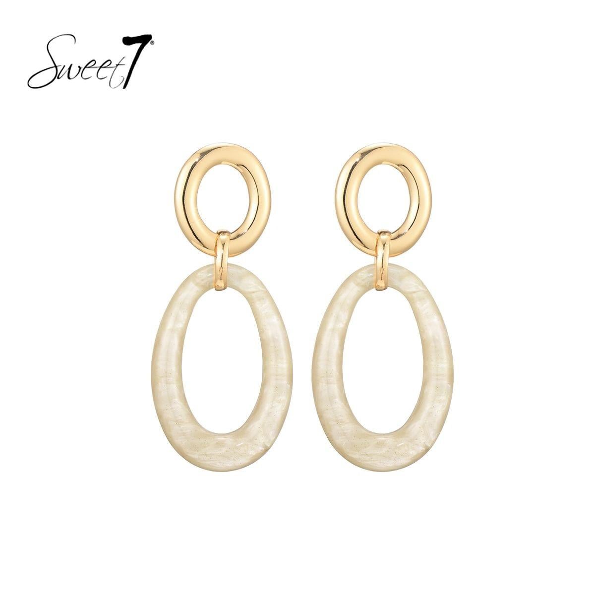 Oorbellen met ovale hanger en goudkleurige ring