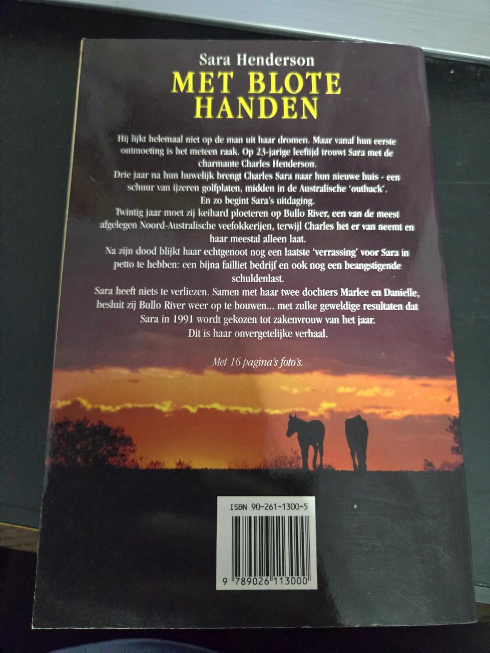 Boek "Met blote handen" van Sara Henderson, uitgegeven in 1992
