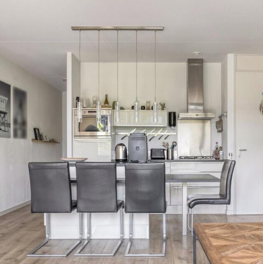 Armatuur hanglamp met vijf glazen kokerspots