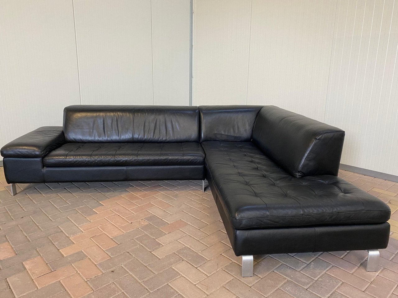 GRATIS LEVERING HEEL NL Caliaitalia Zwart Echt Leer Hoekbank