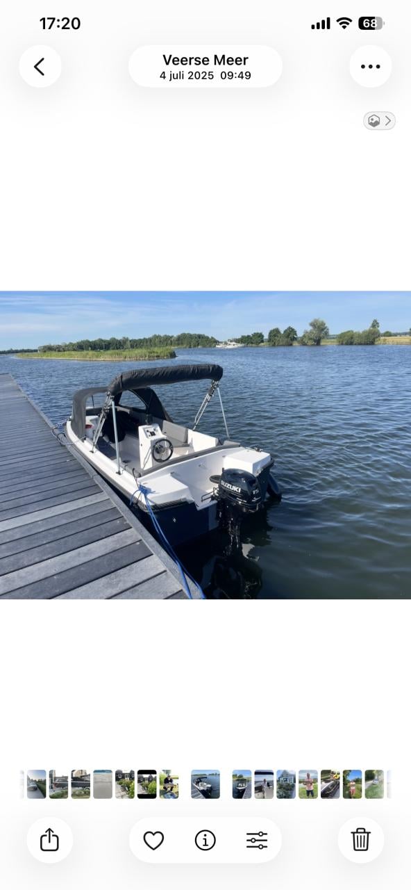 Te koop Flippersloep 485 zo goed als nieuw met Suzuki 15 pk