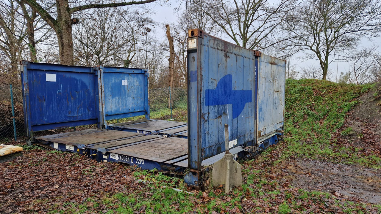 20ft flattracks / 20ft flatbed container met kopschotten