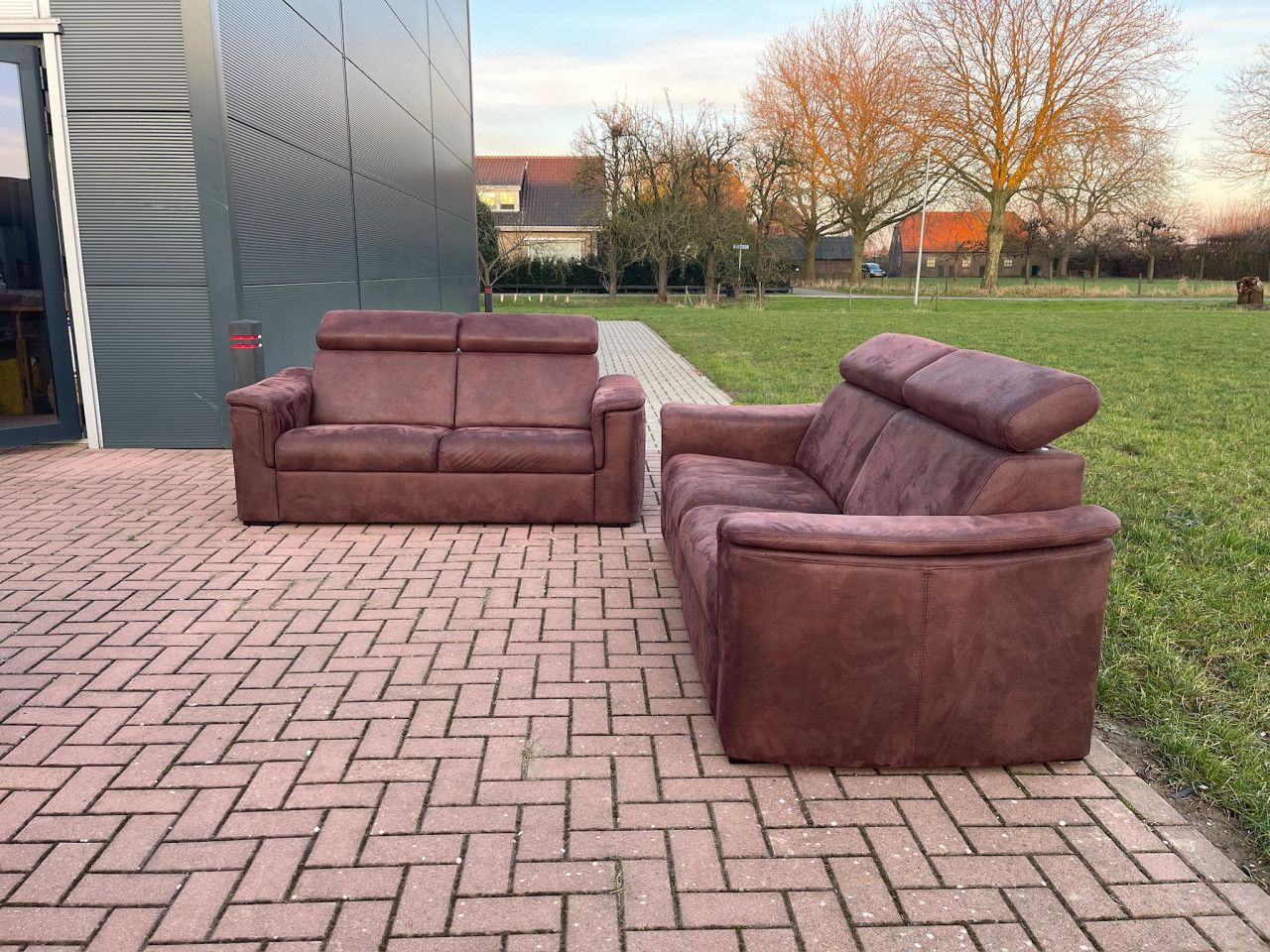 GRATIS LEVERING HEEL NL 3 + 2.5-zits Stof Suede Relax Bankstel