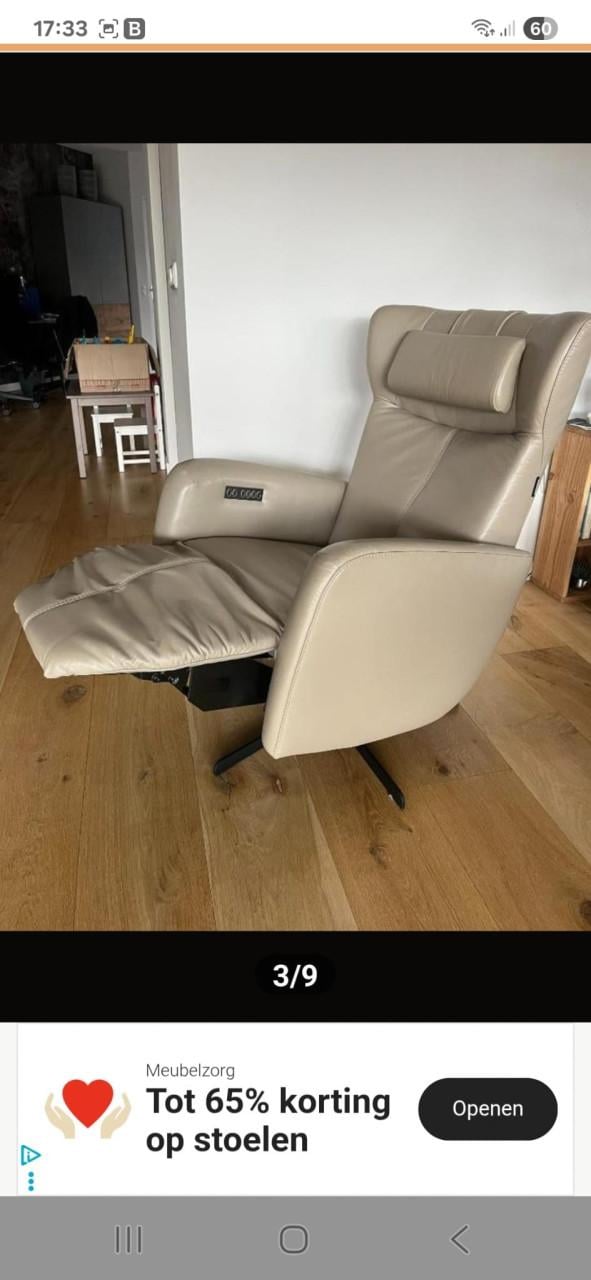 Relax-stoel, leer, met sta-op-functie, merk Prominent