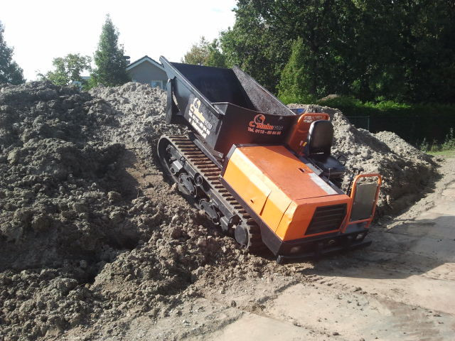 Te huur: Rupsdumpers, wieldumpers al vanaf 0.3m3, 76cm breed € 85,- per dag