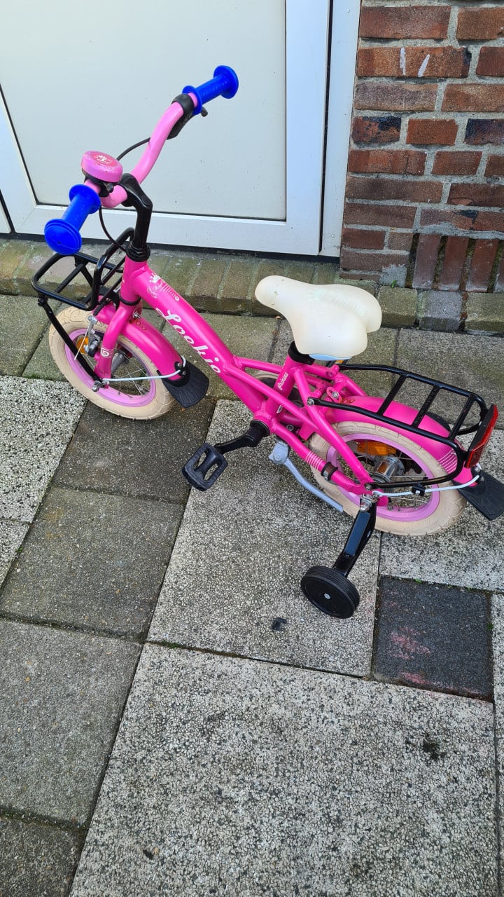 Mooi meisjes fitsje Lokie met help wieletjes 12 inch