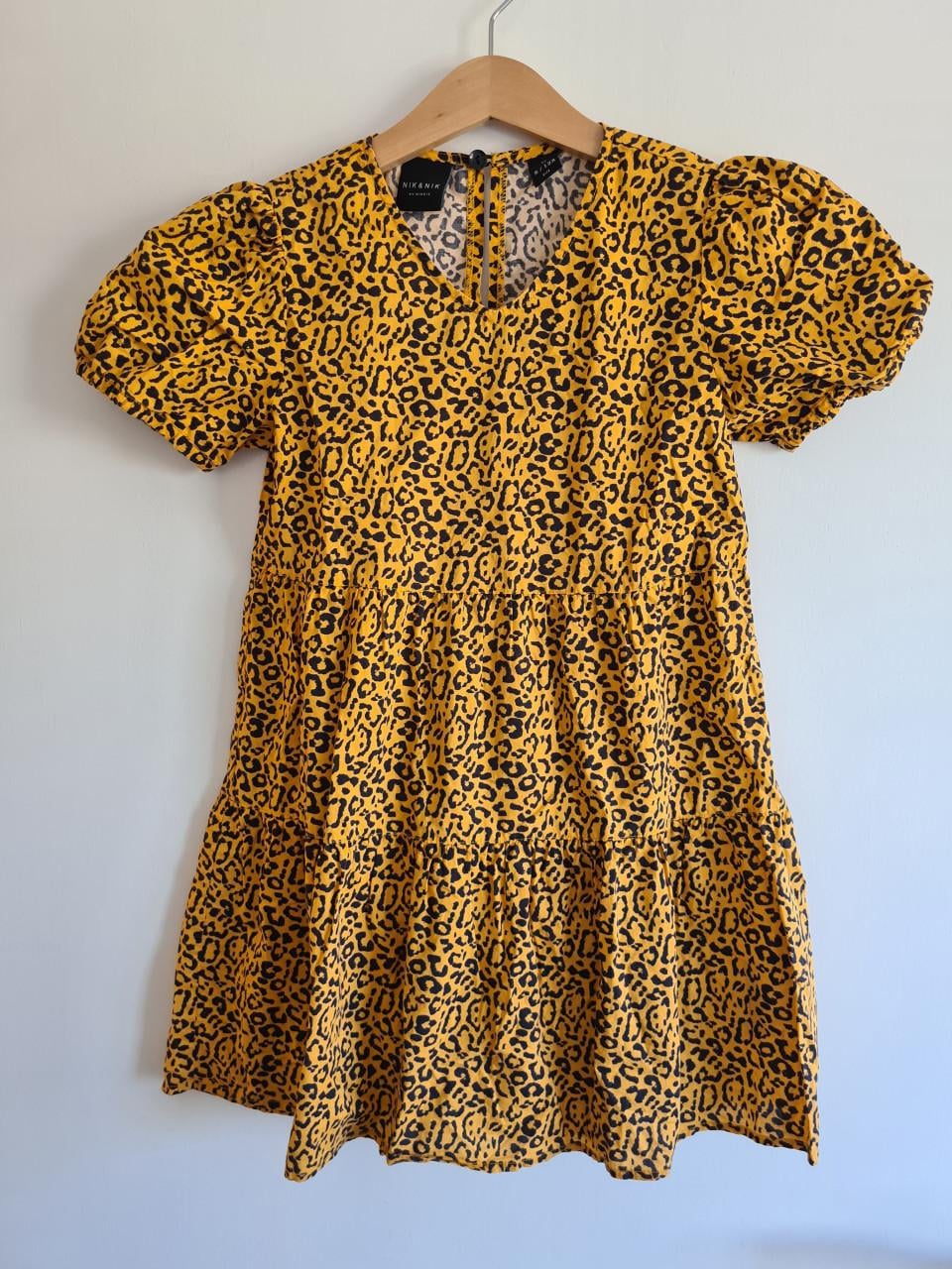 NIK&NIK geel met zwart zomer jurkje Maat 128