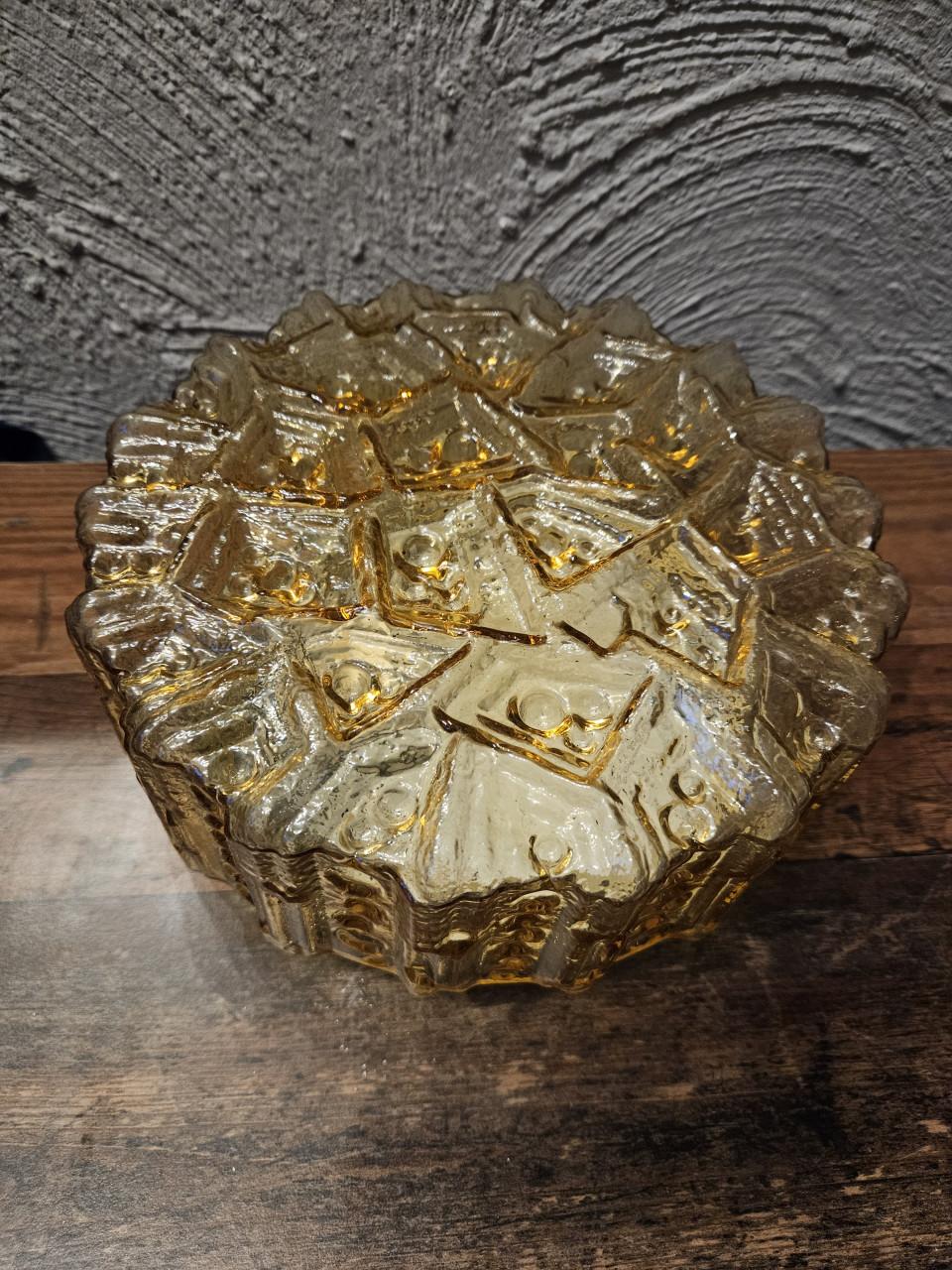 Vintage Plafondlamp Amber Glas - origineel Jaren '60/'70