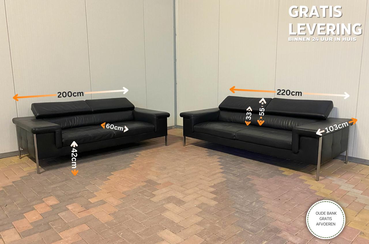 GRATIS LEVERING HEEL NL Montel Leer Bankstel 3 + 2,5 Zits