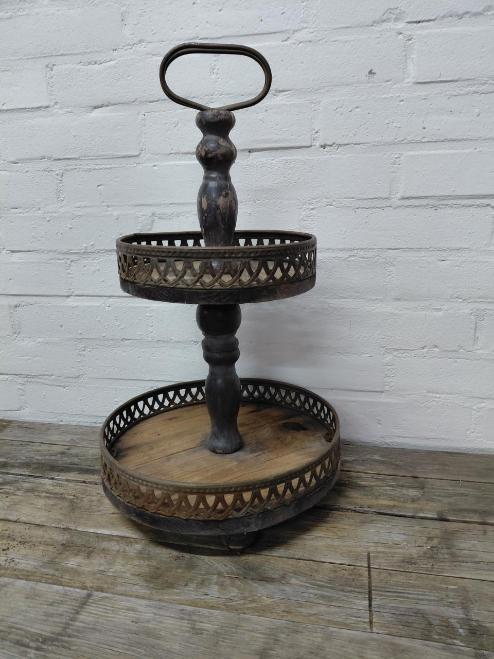 Landelijke Etagere hout en metaal,