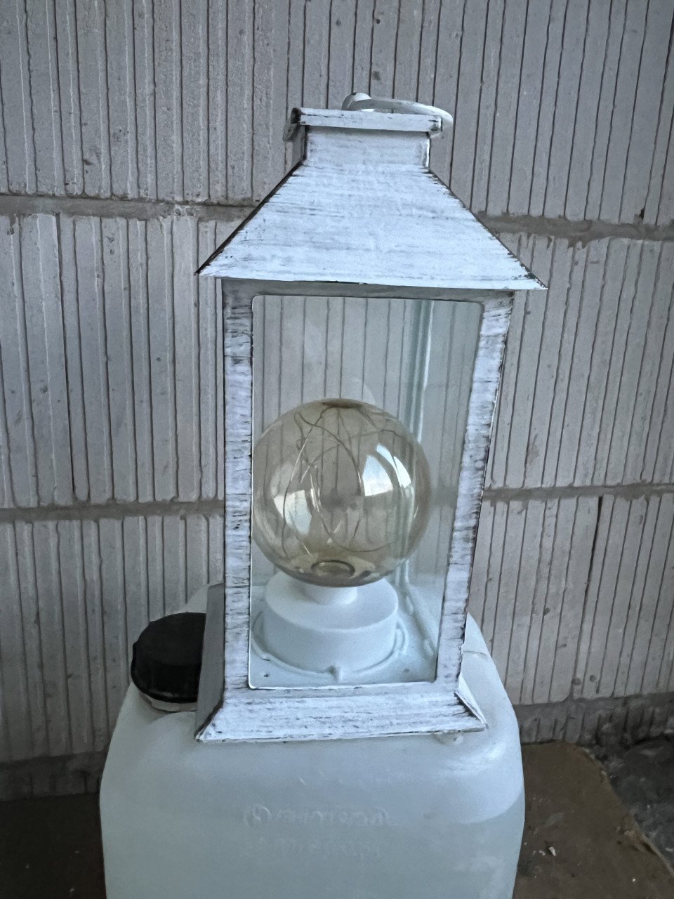 Kerst Winter Lantaarn interne verlichting licht snaren 30cm hoog whitewash